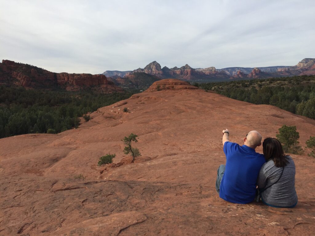 Hikers enjoy view of Submarine Rock, Sedona