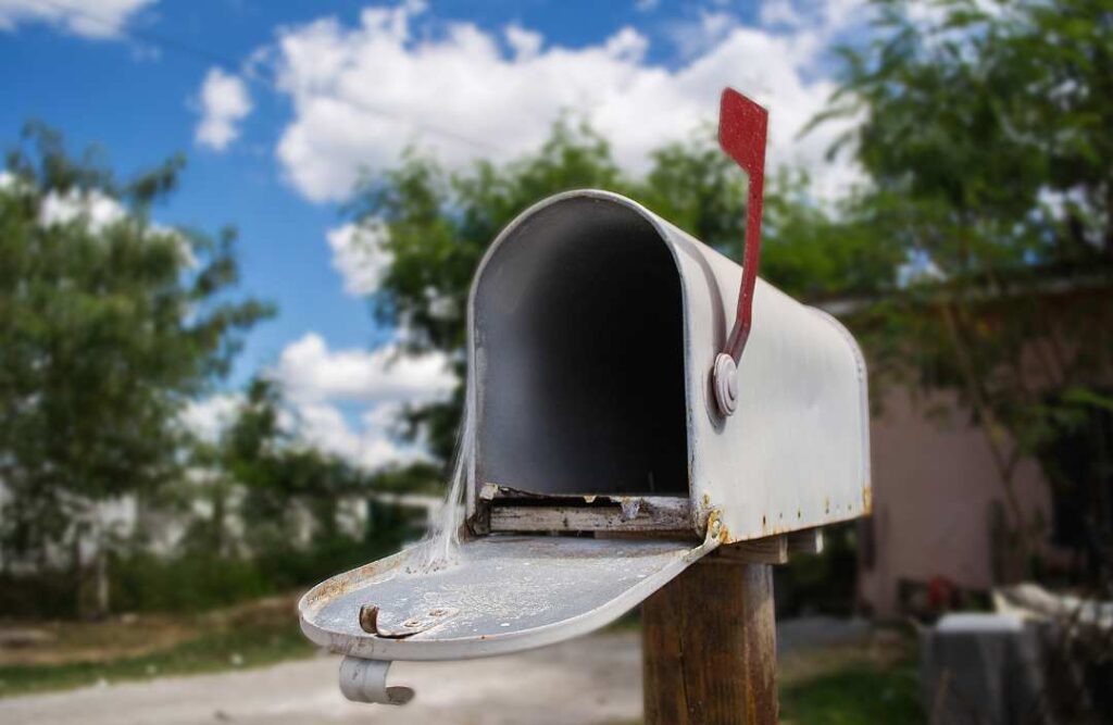 Open mailbox with flag up